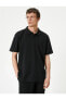 4sam10003mk 999 Siyah Erkek Pamuk Jersey Kısa Kollu Polo Yaka Basic T-shirt