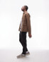 Topman long sleeve overshirt in brown Коричневый, S - Chest 38 - фото #6