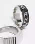 Фото #2 товара ASOS DESIGN 2 pack waterproof stainless steel greek wave slim signet and band ring in silver tone