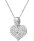 ფოტო #3 პროდუქტის Black Diamond (1/2 ct. t.w.) & White Diamond (1/2 ct. t.w.) Reversible Pavé Heart 18" Pendant Necklace in 14k White Gold
