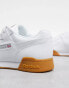 Reebok Workout Plus trainers in white with gum sole