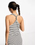 Фото #3 товара ASOS DESIGN halter neck maxi dress with twist back and ruched skirt in stripe