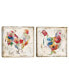 Фото #1 товара Flowered Hen & Rooster by Carol Robinson Set of Canvas Art Prints