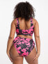 Фото #3 товара Reclaimed Vintage PLUS square neck bikini top in pop pink floral print