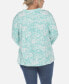 Фото #3 товара Plus Size Pleated Long Sleeve Floral Print Blouse