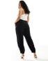 River Island Plus jersey cuffed trouser in black Черный, 52 - фото #4