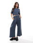 Mango open tie back cropped co-ord shirt in blue