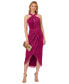 ფოტო #1 პროდუქტის Women's Crinkle Metallic Halter Midi Dress