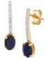 ფოტო #1 პროდუქტის Sapphire (1-1/3 ct. t.w.) & Diamond (1/20 ct. t.w.) Drop Earrings in 10k Gold