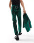 ASOS DESIGN skinny diamond sequin suit trouser in dark green