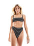 Фото #3 товара Free Society crinkle crop bikini top in black stripe