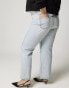 River Island Plus relaxed straight leg jean in lightwash blue