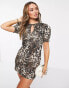 Фото #6 товара ASOS DESIGN twill keyhole mini dress in animal print