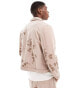 Liquor N Poker co-ord floral twill jacket in brown twill