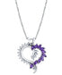 Фото #1 товара Macy's amethyst (7/8 ct. t.w.) & Diamond (1/20 ct. t.w.) Open Heart 18" Pendant Necklace in Sterling Silver