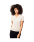 Фото #1 товара Bellemere Women's Silk Cashmere V-Neck T-Shirt
