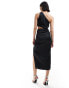 Pretty Lavish one shoulder cut out midi dress in black