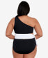 Фото #2 товара Plus Size One-Shoulder One-Piece Swimsuit