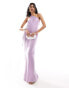 Фото #1 товара ASOS DESIGN one shoulder maxi dress with grosgrain strap in lilac