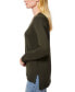 Фото #3 товара Women's Ribbed Seamed Long-Sleeve High-Low-Hem V-Neck Sweater