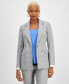 Фото #3 товара Women's Plaid Faux Double-Breasted Blazer, Created for Macy's