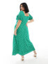 Фото #3 товара Forever New Curve puff sleeve midi dress in green ditsy floral