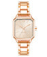 Фото #1 товара Women's Quartz Square Rose Gold-Tone Alloy Link Bracelet Watch, 27mm