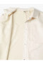 Süet Görünümlü Ceket Cep Detaylı Gömlek Yaka Çıtçıtlı