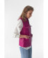 Women's Stitch Drawstring Sleeveless Jacket, Waistcoat, Fuchsia