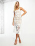 Фото #1 товара Lipsy cutwork lace midi dress with fluted hem in white