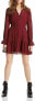 LINI 253760 Womens Long Sleeve Ruffled Dress Solid Mahogany Size 8