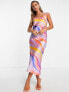 Фото #3 товара ASOS DESIGN scoop neck midi slip dress in purple marble print