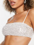 Фото #3 товара Weekday Spark sequin bandeau bralette in silver
