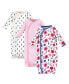 Фото #2 товара Baby Girls Baby Organic Cotton Side-Closure Snap Long-Sleeve Gowns 3pk, Garden Floral