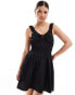 ASOS DESIGN wide strap channel waist mini sundress in black