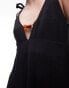 Фото #3 товара Topshop flippy tie strap mini with bead detail in black linen