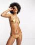 Фото #6 товара Stradivarius bikini bottom in metallic gold