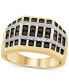 ფოტო #1 პროდუქტის Men's Black Diamond (1-1/10 ct. t.w.) & White Diamond (1/4 ct. t.w.) Multirow Statement Ring in Sterling Silver & 14k Gold-Plate