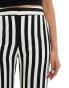 Mango stripe straight leg trousers in black and white