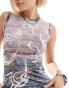 COLLUSION graphic printed vest top in multi