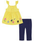 ფოტო #1 პროდუქტის Baby Girls Ruffle-Trim Popcorn Knit Tunic and Capri Leggings, 2 Piece Set