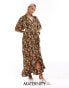 Vero Moda Maternity wrap front maxi dress in dark floral print