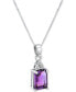 ფოტო #2 პროდუქტის Amethyst (1-5/8 ct. t.w.) & Diamond (1/20 ct. t.w.) 18" Pendant Necklace in 14k White Gold