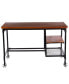 Industrial Style Wood And Metal Desk With Two Bottom Shelves, Brown And Black