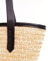 Фото #2 товара My Accessories mini straw tote bag with contrast strap in natural