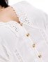 ASOS DESIGN Curve lace insert long sleeve smock top in white