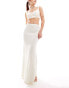 4th & Reckless knitted rib fishtail maxi skirt in cream