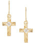 ფოტო #4 პროდუქტის 2-Pc. Set Cubic Zirconia Solitaire Stud Earrings & Cross Drop Earrings in 10k Gold