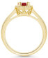 ფოტო #3 პროდუქტის Garnet (1-1/10 ct. t.w.) and Diamond (1/5 ct. t.w.) Halo Ring in 14K Yellow Gold
