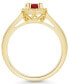 Garnet (1-1/10 ct. t.w.) and Diamond (1/5 ct. t.w.) Halo Ring in 14K Yellow Gold